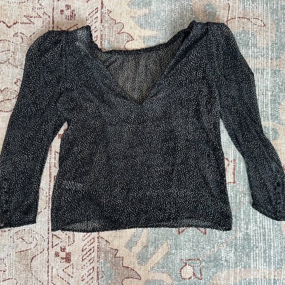 ba&sh Cadia Silk Blend Sheer Long Sleeve Blouse - Picture 3 of 5